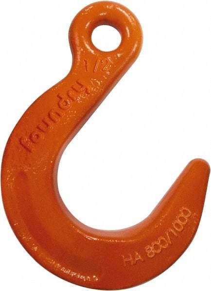 CM - Chain Grade 100, 22,600 Lbs. Load Limit Eye Foundry Hook - 2.03 Inch Hook Throat, 6-1/2 Inch Reach, 1.31 Inch Eye Inside Diameter, 5/8 Inch Chain Diameter, 9.66 Inch Overall Length, 0.88 Inch Eye Thickness - Eagle Tool & Supply