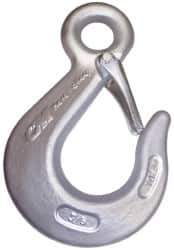 CM - Chain Grade 100, 8,800 Lbs. Load Limit Eye Sling Hook with Latch - 3 Inch Hook Throat, 5-3/4 Inch Reach, 3/4 Inch Eye Inside Diameter, 3/8 Inch Chain Diameter, 7.88 Inch Overall Length - Eagle Tool & Supply