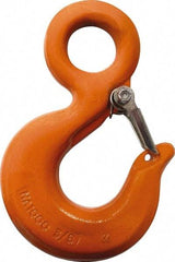 CM - Chain Grade 100, 8,800 Lbs. Load Limit Eye Rigging Hook with Latch - 1.19 Inch Hook Throat, 4.67 Inch Reach, 1-1/4 Inch Eye Inside Diameter, 3/8 Inch Chain Diameter, 6.55 Inch Overall Length, 0.63 Inch Eye Thickness - Eagle Tool & Supply