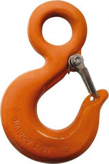 CM - Chain Grade 100, 15,000 Lbs. Load Limit Eye Rigging Hook with Latch - 1-1/2 Inch Hook Throat, 5.78 Inch Reach, 1.56 Inch Eye Inside Diameter, 1/2 Inch Chain Diameter, 7.97 Inch Overall Length, 3/4 Inch Eye Thickness - Eagle Tool & Supply