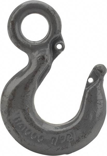 CM - Chain Grade 100, 2,700 Lbs. Load Limit Eye Rigging Hook - 0.93 Inch Hook Throat, 3.13 Inch Reach, 3/4 Inch Eye Inside Diameter, 0.21875 Inch Chain Diameter, 4.37 Inch Overall Length, 0.38 Inch Eye Thickness - Eagle Tool & Supply