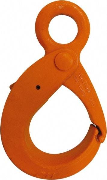 CM - Chain Grade 100, 15,000 Lbs. Load Limit Eye Latchlok Hook - 2.91 Inch Hook Throat, 8.79 Inch Reach, 1.57 Inch Eye Inside Diameter, 1/2 Inch Chain Diameter, 10.37 Inch Overall Length, 0.79 Inch Eye Thickness - Eagle Tool & Supply