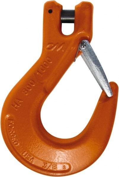 CM - 3/8 Inch Chain Diameter, Grade 100 Clevis Hook - 8,800 Lbs. Load Capacity, 0.47 Inch Inside Diameter, 0.51 Inch Pin Diameter, 1.06 Inch Hook Throat, 6.53 Inch Overall Length, 4.38 Inch Hook Width - Eagle Tool & Supply