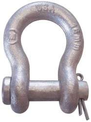 CM - 1/2" Nominal Chain Size, 3.3 Ton Alloy Steel Round Anchor Shackle - 23/32" Diam, 5/8" Pin Diam, 13/16" Wide Inside Jaw, 1-5/32" Inside Width - Eagle Tool & Supply