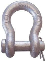 CM - 5/8" Nominal Chain Size, 5 Ton Alloy Steel Round Anchor Shackle - 27/32" Diam, 3/4" Pin Diam, 1-1/16" Wide Inside Jaw, 1-1/2" Inside Width - Eagle Tool & Supply