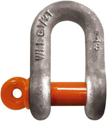 CM - 1/2" Nominal Chain Size, 2 Ton Carbon Steel Screw Chain Shackle - 23/32" Diam, 5/8" Pin Diam, 13/16" Wide Inside Jaw, 13/16" Inside Width - Eagle Tool & Supply