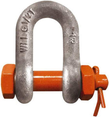 CM - 5/8" Nominal Chain Size, 3.25 Ton Carbon Steel Bolt Chain Shackle - 27/32" Diam, 3/4" Pin Diam, 1-1/16" Wide Inside Jaw, 1-1/16" Inside Width - Eagle Tool & Supply