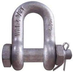 CM - 5/16" Nominal Chain Size, 0.75 Ton Carbon Steel Bolt Chain Shackle - 15/32" Diam, 3/8" Pin Diam, 17/32" Wide Inside Jaw, 17/32" Inside Width - Eagle Tool & Supply