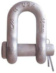 CM - 1/4" Nominal Chain Size, 0.75 Ton Carbon Steel Round Chain Shackle - 13/32" Diam, 9/32" Pin Diam, 15/32" Wide Inside Jaw, 15/32" Inside Width - Eagle Tool & Supply