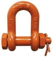 CM - 5/16" Nominal Chain Size, 1 Ton Carbon Steel Bolt Chain Shackle - 15/32" Diam, 3/8" Pin Diam, 17/32" Wide Inside Jaw, 17/32" Inside Width - Eagle Tool & Supply