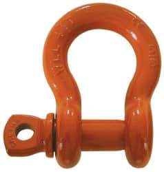 CM - 3/4" Nominal Chain Size, 6.5 Ton Carbon Steel Screw Anchor Shackle - 31/32" Diam, 7/8" Pin Diam, 1-1/4" Wide Inside Jaw, 1-3/4" Inside Width - Eagle Tool & Supply