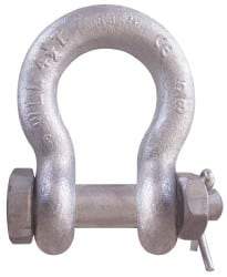 CM - 5/16" Nominal Chain Size, 1 Ton Carbon Steel Bolt Anchor Shackle - 15/32" Diam, 3/8" Pin Diam, 17/32" Wide Inside Jaw, 25/32" Inside Width - Eagle Tool & Supply