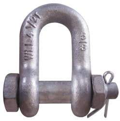 CM - 1/2" Nominal Chain Size, 3 Ton Carbon Steel Bolt Chain Shackle - 23/32" Diam, 5/8" Pin Diam, 13/16" Wide Inside Jaw, 13/16" Inside Width - Eagle Tool & Supply