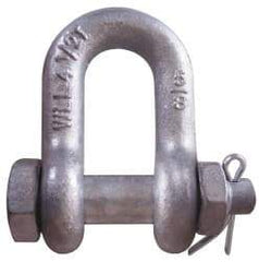 CM - 5/8" Nominal Chain Size, 4.5 Ton Carbon Steel Bolt Chain Shackle - 27/32" Diam, 3/4" Pin Diam, 1-1/16" Wide Inside Jaw, 1-1/16" Inside Width - Eagle Tool & Supply