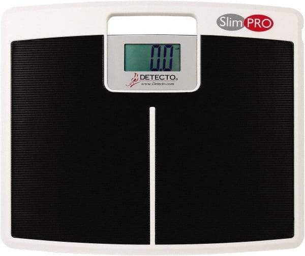 Detecto - 17" x 14" Wide x 1.4" Base, 440 Lb Capacity, LCD Digital Scale - 0.2 Lb Graduation, (4) AAA Batteries (Included) - Eagle Tool & Supply