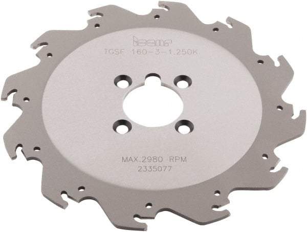 Iscar - Arbor Hole Connection, 0.118" Cutting Width, 2.05" Depth of Cut, 0.098" Cutter Diam, 1-1/4" Hole Diam, 8 Tooth Indexable Slotting Cutter - TGSF Toolholder, TAG N3 Insert - Eagle Tool & Supply