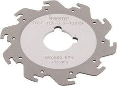 Iscar - Arbor Hole Connection, 1/16" Cutting Width, 1.181" Depth of Cut, 3-15/16" Cutter Diam, 1" Hole Diam, 10 Tooth Indexable Slotting Cutter - TGSF Toolholder, TAG N-A, TAG N-C/W/M, TAG N-J/JS/JT, TAG N-LF, TAG N-MF, TAG N-UT Insert - Eagle Tool & Supply
