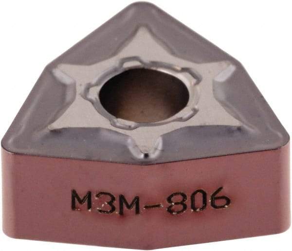 Iscar - WNMG332 M3M Grade IC806 Carbide Turning Insert - TiAlN Finish, 80° Trigon, 3/8" Inscr Circle, 3/16" Thick, 1/32" Corner Radius - Eagle Tool & Supply