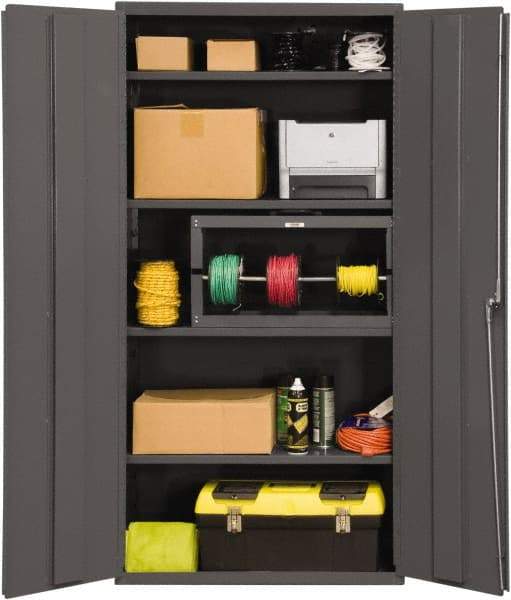 Durham - 4 Shelf Locking Storage Cabinet - Steel, 36" Wide x 18" Deep x 72" High, Gray - Eagle Tool & Supply
