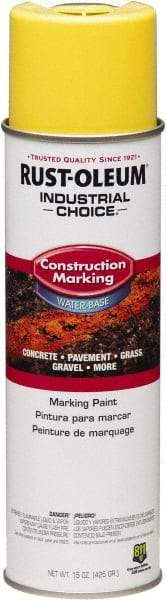 Rust-Oleum - 15 fl oz Yellow Marking Paint - Water-Based Formula - Eagle Tool & Supply