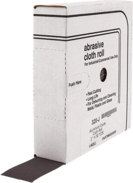Tru-Maxx - 2" x 50 Yd 320 Grit Aluminum Oxide Cloth Roll - Extra Fine Grade, J Weighted Backing - Eagle Tool & Supply