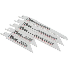 M.K. MORSE - 5 Pieces, 4" to 6" Long x 0.035" to 0.05" Thickness, Bi-Metal Reciprocating Saw Blade Set - Tapered Profile, 10 to 18 Teeth, Toothed Edge - Eagle Tool & Supply