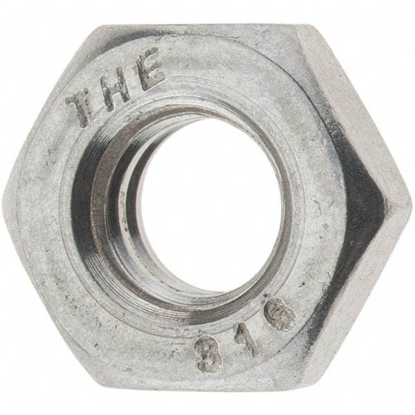 Value Collection - 1/4-20 UNC Stainless Steel Right Hand Hex Jam Nut - 7/16" Across Flats, 5/32" High, Uncoated - Eagle Tool & Supply