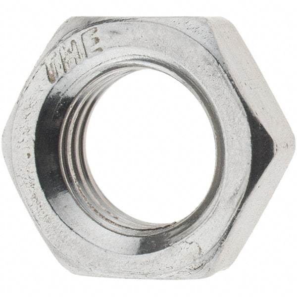 Value Collection - 3/8-24 UNF Stainless Steel Right Hand Hex Jam Nut - 9/16" Across Flats, 7/32" High, Uncoated - Eagle Tool & Supply