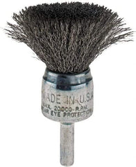 Weiler - 3/4" Brush Diam, Crimped, End Brush - 1/4" Diam Shank, 22,000 Max RPM - Eagle Tool & Supply