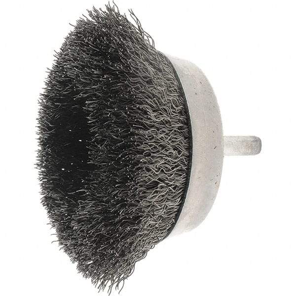 Weiler - 2-3/4" Diam, Steel Fill Cup Brush - 0.0118 Wire Diam, 7/8" Trim Length, 4,500 Max RPM - Eagle Tool & Supply