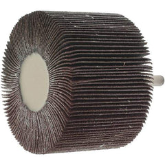 Value Collection - 3" Diam x 2" Face Width, Medium Aluminum Oxide Coated Mounted Flap Wheel - 1/4" Shank Mount, 60 Grit, 20,000 Max RPM - Eagle Tool & Supply