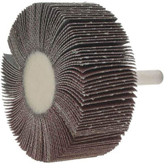 Value Collection - 2-1/2" Diam x 1" Face Width, Fine Aluminum Oxide Coated Mounted Flap Wheel - 1/4" Shank Mount, 120 Grit, 25,000 Max RPM - Eagle Tool & Supply