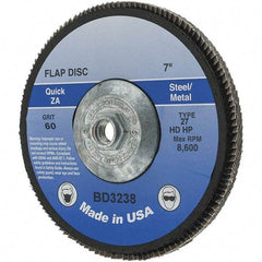 Value Collection - 60 Grit, 7" Disc Diam, 5/8-11 Center Hole, Type 29 Zirconia Alumina Flap Disc - Arbor Attaching System, Coated - Eagle Tool & Supply