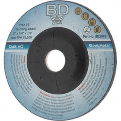 Value Collection - 5" Wheel Diam, 1/4" Wheel Thickness, Type 27 Depressed Center Wheel - Aluminum Oxide, 12,200 Max RPM - Eagle Tool & Supply