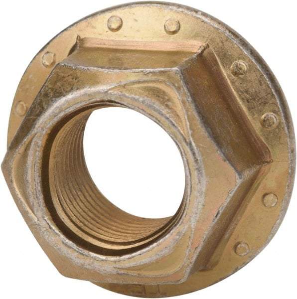 Made in USA - 5/8-11 Grade 8 Steel Hex Flange Lock Nut - Zinc Yellow Dichromate Finish - Eagle Tool & Supply