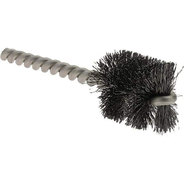 Weiler - 1" Diam Helical Steel Tube Brush - Single Spiral, 0.008" Filament Diam, 1" Brush Length, 3-1/2" OAL, 1/4" Diam Stainless Steel Shank - Eagle Tool & Supply