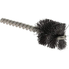 Weiler - 1" Diam Helical Steel Tube Brush - Single Spiral, 0.008" Filament Diam, 1" Brush Length, 3-1/2" OAL, 1/4" Diam Stainless Steel Shank - Eagle Tool & Supply