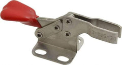 De-Sta-Co - 100 Lb Holding Capacity, Horizontal Handle, Manual Hold Down Toggle Clamp - 90° Handle Movement, 90° Bar Opening, U-Bar, Flanged Base, Electro-Plated Zinc, Stainless Steel - Eagle Tool & Supply