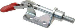 De-Sta-Co - 100 Lb Load Capacity, Flanged Base, Carbon Steel, Standard Straight Line Action Clamp - 3 Mounting Holes, 0.17" Mounting Hole Diam, 1/4" Plunger Diam, Thumb Handle - Eagle Tool & Supply