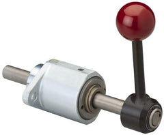 De-Sta-Co - 3,000 N Capacity, M6 Plunger, 12mm Plunger Diam, Flange Mt, One Hand, Hand Lever Actuation, Variable Stroke Straight Line Action Clamp - 45mm Max Rapid Stroke, 3mm Max Clamping Stroke, 6.5mm Mt Hole Diam, 68mm Overall Height, 153mm OAL - Eagle Tool & Supply