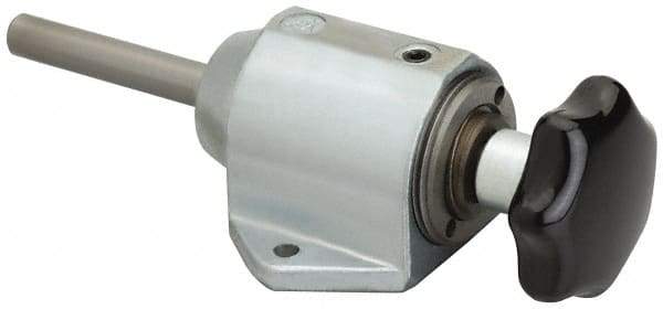 De-Sta-Co - 1,490.15 N Capacity, M5 Plunger, 8mm Plunger Diam, Foot Mt, One Hand, Hand Wheel Actuation, Variable Stroke Straight Line Action Clamp - 40mm Max Rapid Stroke, 2.5mm Max Clamping Stroke, 4.5mm Mt Hole Diam, 56mm Overall Height, 128mm OAL - Eagle Tool & Supply