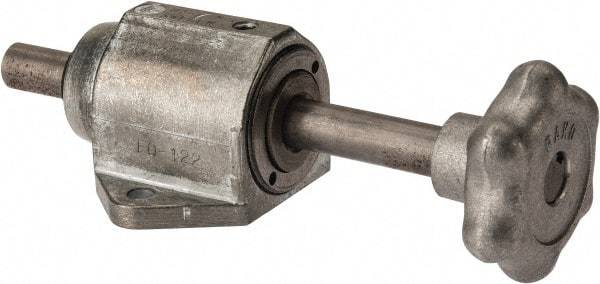 De-Sta-Co - 3,000 N Capacity, M6 Plunger, 12mm Plunger Diam, Foot Mt, One Hand, Hand Wheel Actuation, Variable Stroke Straight Line Action Clamp - 45mm Max Rapid Stroke, 3mm Max Clamping Stroke, 6.5mm Mt Hole Diam, 68mm Overall Height, 153mm OAL - Eagle Tool & Supply