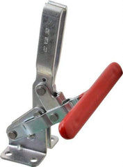 De-Sta-Co - 600 Lb Holding Capacity, Vertical Handle, Manual Hold Down Toggle Clamp - 58° Handle Movement, 103° Bar Opening, U-Bar, Flanged Base, Electro-Plated Zinc, Carbon Steel - Eagle Tool & Supply