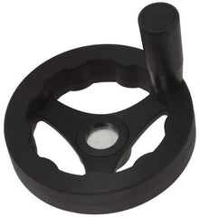 J.W. Winco - 100mm, Handwheel with Revolving Handle - 24mm Hub, Plastic, Plain Finish - Eagle Tool & Supply