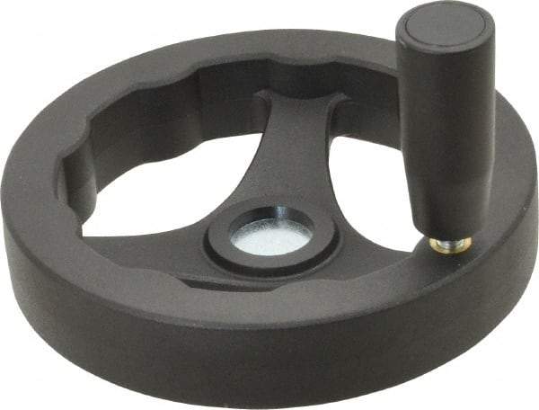 J.W. Winco - 125mm, Handwheel with Revolving Handle - 24mm Hub, Plastic, Plain Finish - Eagle Tool & Supply