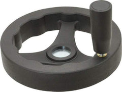 J.W. Winco - 125mm, Handwheel with Revolving Handle - 24mm Hub, Plastic, Plain Finish - Eagle Tool & Supply