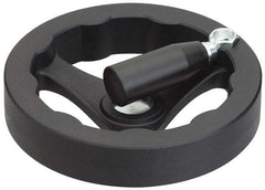 J.W. Winco - 125mm, Handwheel with Retractable Handle - 24mm Hub, Plastic, Plain Finish - Eagle Tool & Supply