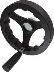 J.W. Winco - 160mm, Handwheel with Retractable Handle - 32mm Hub, Plastic, Plain Finish - Eagle Tool & Supply