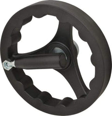 J.W. Winco - 200mm, Handwheel with Retractable Handle - 40mm Hub, Plastic, Plain Finish - Eagle Tool & Supply