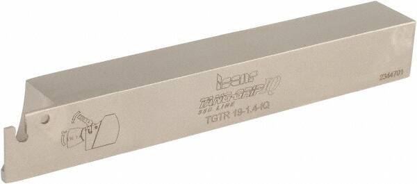 Iscar - External Thread, 0.5906" Max Depth of Cut, 1.4mm Min Groove Width, 140mm OAL, Right Hand Indexable Grooving Cutoff Toolholder - 3/4" Shank Height x 3/4" Shank Width, TAG Insert Style, TGT Toolholder Style, Series Tang-Grip - Eagle Tool & Supply